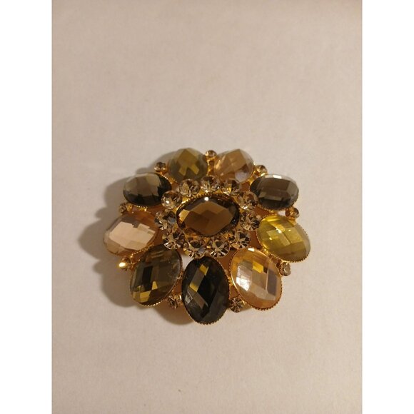 Vintage Gold Tone Flower Brooch Pin Multicolor - Picture 8 of 8